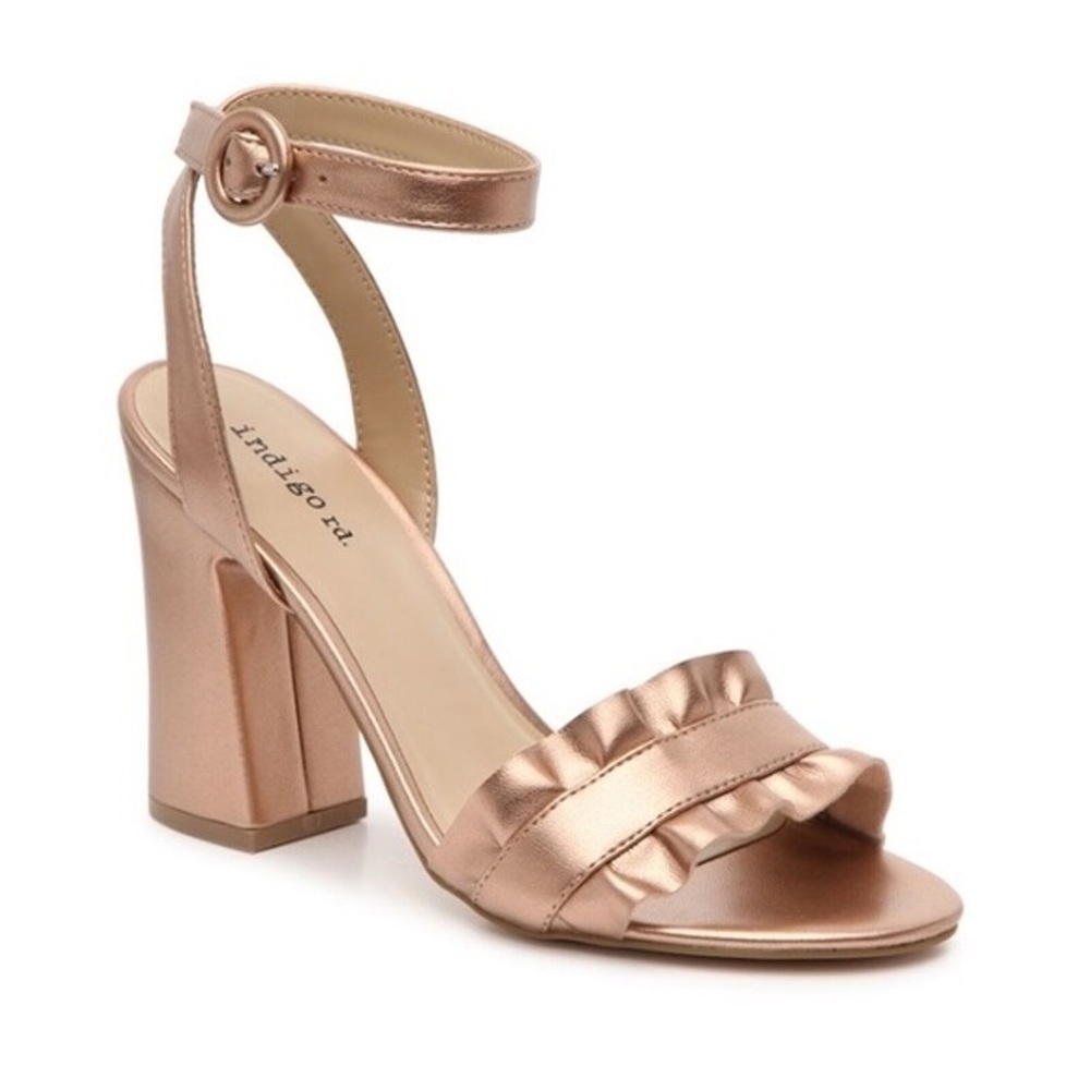 Indigo Road Rose Gold Sandie Sandal Block Heel Size 11